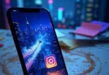 Top AI Reels Editor Apps for Viral Content: Create Stunning Short Videos Effortlessly A slightly blurred smartphone displaying a vibrant Instagram Reel with a pixelated rocket, placed on a cluttered desk with coffee stains and sticky notes, against a neon cityscape background.