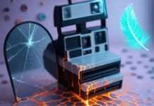 Create Dreamlike Photos: Unleash Your Imagination with These Surreal Editing Apps Alt text: A dreamy, photorealistic scene featuring a retro Polaroid camera dripping with glowing paint, a cracked mirror reflecting a starry vortex, and a neon-lit floating feather, with scattered mismatched buttons on a soft lavender, burnt orange, and electric cyan background.