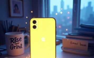 Top iPhone Productivity Apps That Boost Efficiency Instantly A grainy photo of an iPhone displaying a chaotic Todoist list with tasks like “Buy cat litter” and “Email Sarah about collab,” resting on a desk with a coffee stain and a neon yellow highlighter, captioned "My Todoist, holding my life together (barely)."