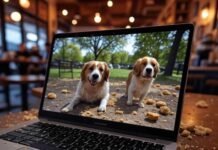 Remove Backgrounds From Photos Instantly: Your Ultimate Guide Retro chaos: Laptop edits dog park pic amid donut crumbs in Portland glow, captured from a shaky low-angle POV with a slightly tilted frame, as if about to knock over a latte.