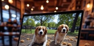 Remove Backgrounds From Photos Instantly: Your Ultimate Guide Retro chaos: Laptop edits dog park pic amid donut crumbs in Portland glow, captured from a shaky low-angle POV with a slightly tilted frame, as if about to knock over a latte.