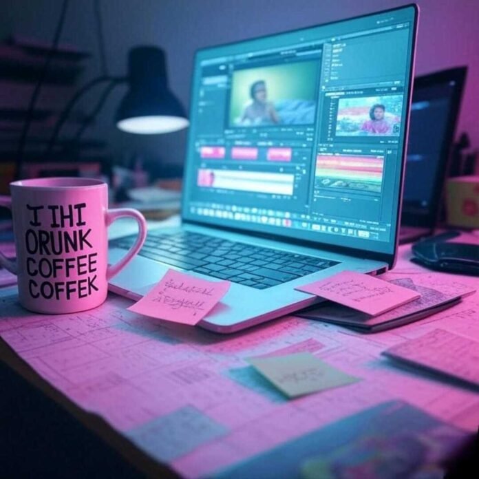 "Late-night editing chaos: a glowing laptop with video clips, a half-empty 'No Time to Rest' mug, and a crumpled sticky note screaming 'Deadline Today!'βall bathed in muted neon hues and a glitchy glow. π₯βπ" "Late-night editing chaos: a glowing laptop with video clips, a half-empty 'No Time to Rest' mug, and a crumpled sticky note screaming 'Deadline Today!'βall bathed in muted neon hues and a glitchy glow. π₯βπ"