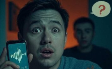 Voice Cloning Apps: Seriously? The Tech That Mimics Anyone Alt text: A surprised person holding a smartphone with a voice waveform, a shadowy figure mimicking in the background, and a question mark speech bubble, in a teal and burnt orange photorealistic-impressionistic style.