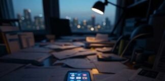 Must-Have Android Apps in 2025 That Make Life Easier "Cluttered Seattle desk with glowing Android phone, quirky apps, chaotic 2025 lifeline"