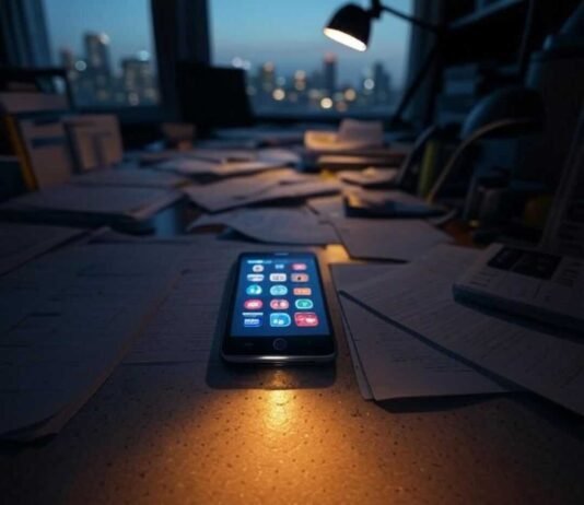 Must-Have Android Apps in 2025 That Make Life Easier "Cluttered Seattle desk with glowing Android phone, quirky apps, chaotic 2025 lifeline"