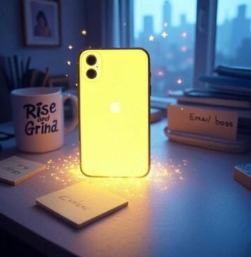 Top iPhone Productivity Apps That Boost Efficiency Instantly A grainy photo of an iPhone displaying a chaotic Todoist list with tasks like “Buy cat litter” and “Email Sarah about collab,” resting on a desk with a coffee stain and a neon yellow highlighter, captioned "My Todoist, holding my life together (barely)."