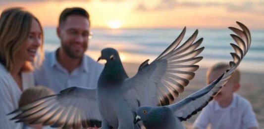 Erase Unwanted Objects From Photos With These Magic Apps Alt Text: A slightly blurred photorealistic image of a family picnic on a sunset beach, disrupted by a rogue pigeon mid-flap stealing a sandwich, with a faded tattoo of an ex's initials on a sleeve and a crumpled fast-food wrapper tumbling across the sand, featuring glitchy digital artifacts.